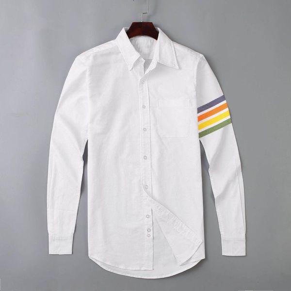 

men oxford classic colorful striped fashion cotton casual shirts shirt pocket long-sleeves  2xl #m54 men's, White;black