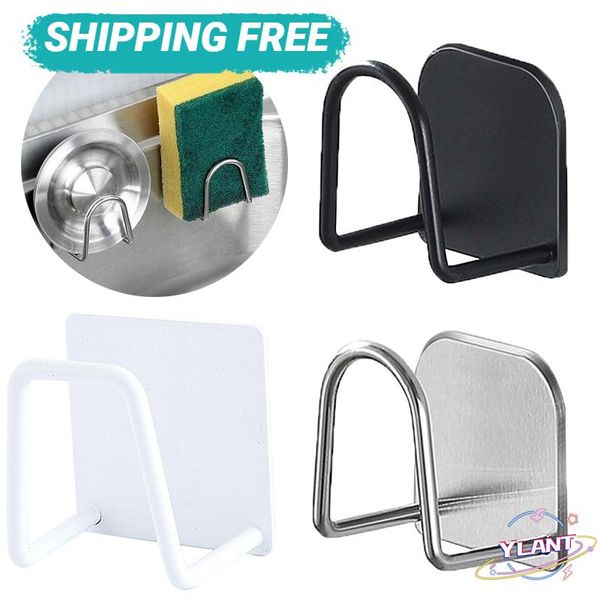 

hooks & rails 304 stainless steel storage holder kitchen sink accessories sponges self adhesive drain drying rack