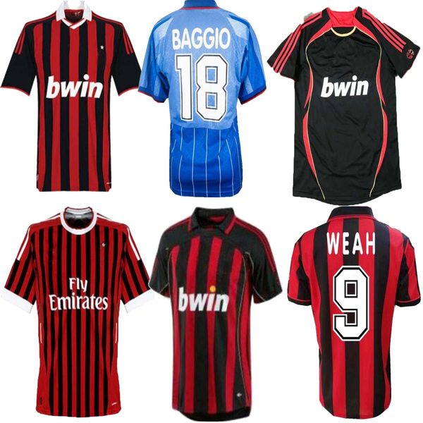 

1995 1996 1997 baggio weah boban retro soccer jersey home away 95 96 97 maldini di canio savicevic baresi vintage classic football shirt, Black;yellow