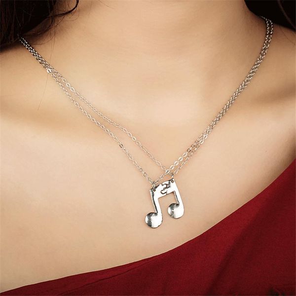 

pendant necklaces 1 pair bff friends music notes necklace woman good couple, Silver