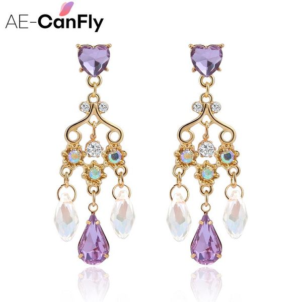 

dangle & chandelier ae-canfly korean trendy crystal geometric long water drop colorful rhinestone pendientes women party gift earrings, Silver