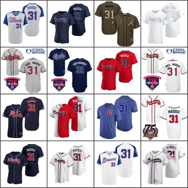

atlanta braves men 31 greg maddux youth women jersey, Black;red