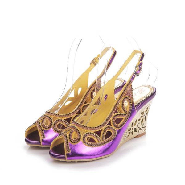 

christia bella fashion women party high heels shoes crystals female wedge sandals peep toe buckle for, Black
