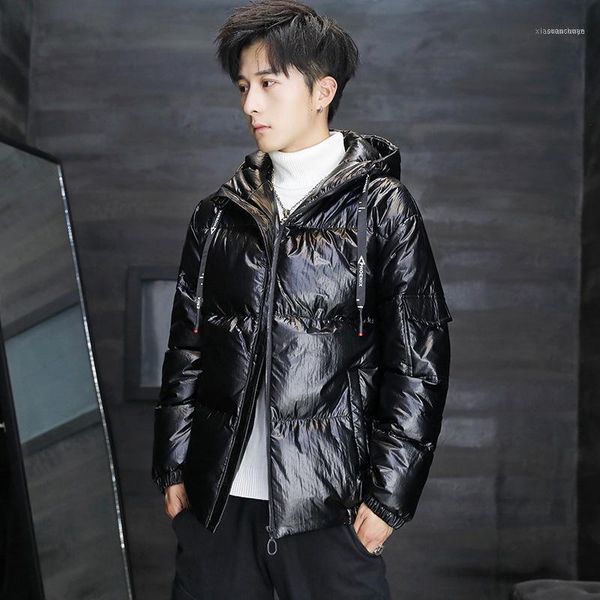 

men's down & parkas padded jacket for men youth hooded / overcoat cotton slim short coat men1, Black