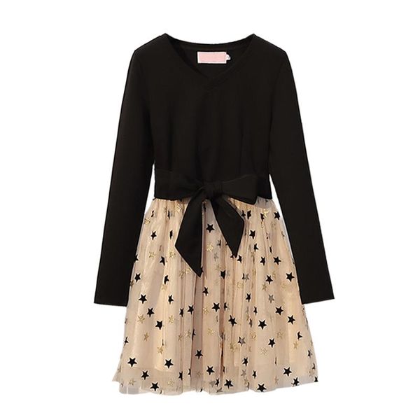

casual dresses plus size ladies dress 2021 spring autumn star pattern fake two pieces vestidos fashion v-neck slim butterfly a842, Black;gray