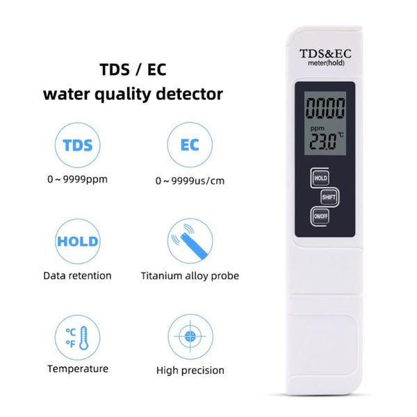

meters 2pcs digital ph meter tds testers set thermometer pen 0.0-14.0 0-9990ppm drinking water salinity with backlight