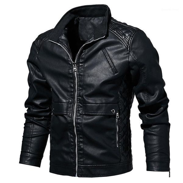 

men's leather jackets autumn casual motorcycle pu jacket male biker coats brand clothing warm faxu 6xl fur & faux, Black