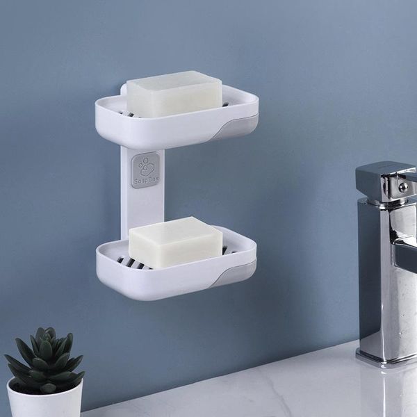 

bathroom non-perforated soap box toilet drain wall hanging holder shelf, suction cup double drawer holder2021 dishes