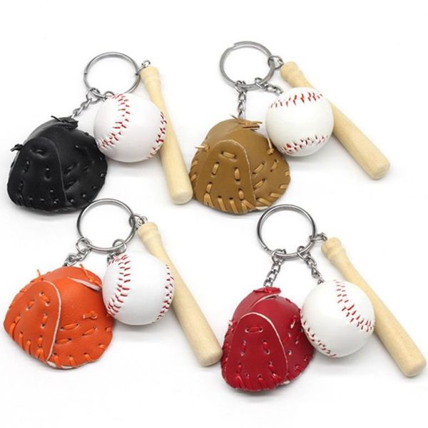 12pcs Basebol Keychain Festa Favor Chaveiro Chaveiro Jogo Esporte Lembrança Moda Homens Outdoor Backpack Pingentes Saco Decoração Decoração Beisballs Fãs presentes