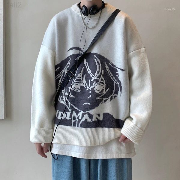 

sweaters 2021 men's autumn/winter thick cartoon pattern round neck sweater men and women couple pullover casual knit, White;black