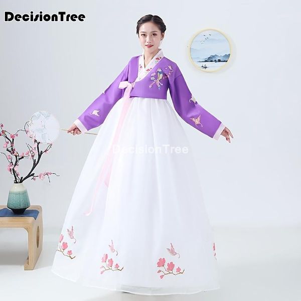 

korean folk dress for women hanbok clothes performance asian traditional costumes female floral embroidery ethnic clothing, Red