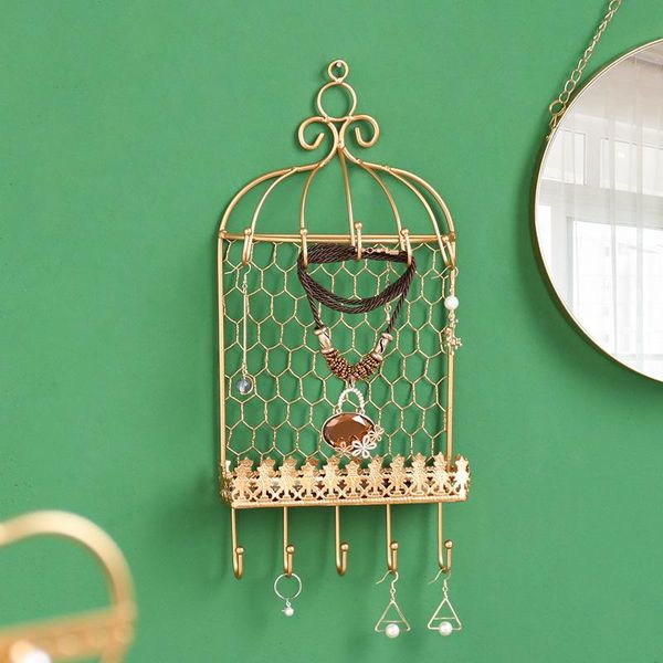 

other home decor dressing table wrought iron wall-mounted jewelry rack earrings display stand for wall decoration shelf