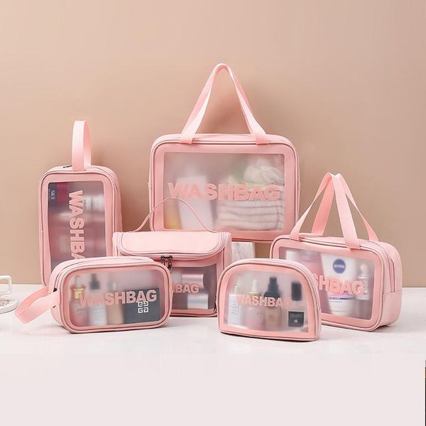 

cosmetic bags & cases transparent pink travel wash swimming beach bag scrub