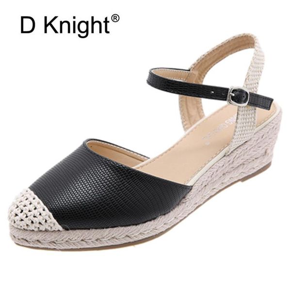 

roman straw ankle strap high heels sandal for woman pumps women's sandals 2021 summer ladies wedges platform fisherman shoes dress, Black