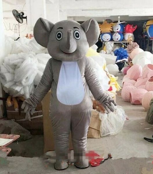 Performance Grey Elephant Mascot Costumes Halloween Fancy Party Dress Personaggio dei cartoni animati Carnevale Natale Pasqua Pubblicità Festa di compleanno Costume Outfit
