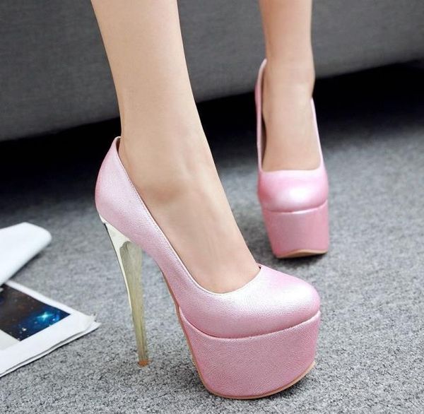 

super high heel big size 30 to 45 46 47 48 pink blue white bridal wedding 16cm fashion luxury designer women shoes, Black
