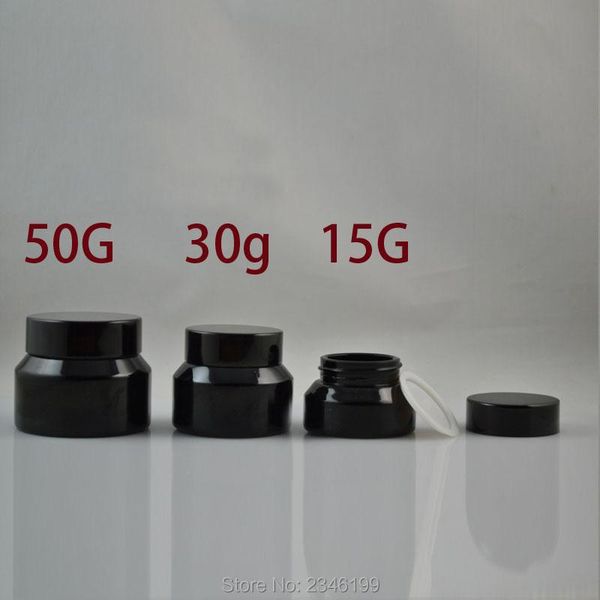 

storage bottles & jars 15pcs/lot 15g 30g 50g empty black cream jar glass cosmetic mask refillable container diy eye box