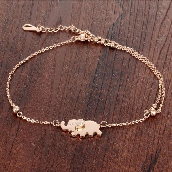 

anklets women's stainless steel anklet temperament style laminated titanium plated rose gold non-fading jewelry couple gifts, Red;blue