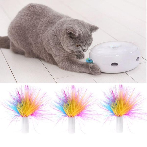 

cat toys 3pcs pet automatic interactive replace feather electronic rotating toy