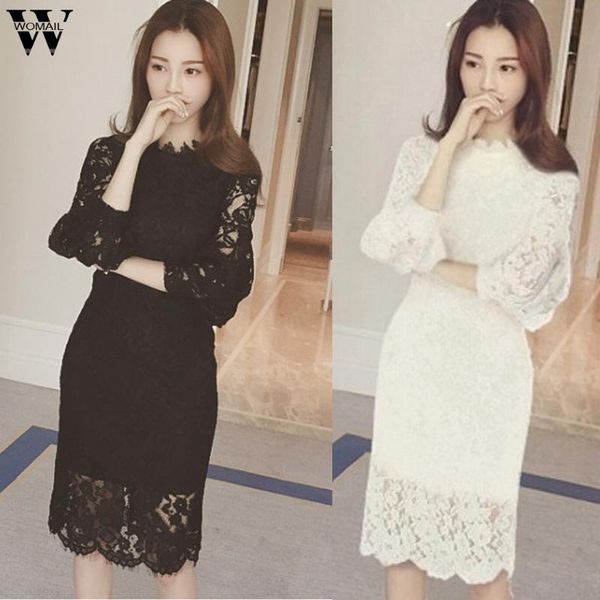 

womail dress women white hollow floral lace bodycon office spring summer work female party celebrity evening casual dresses, Black;gray
