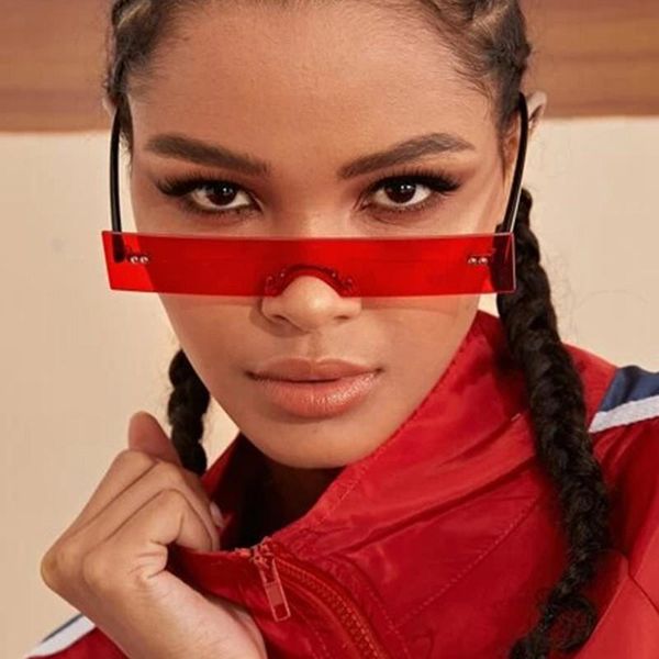 

rimless retro small one piece frame sunglasses men women classic square eyeglasses eyewear outdoor sun glasses uv400, White;black