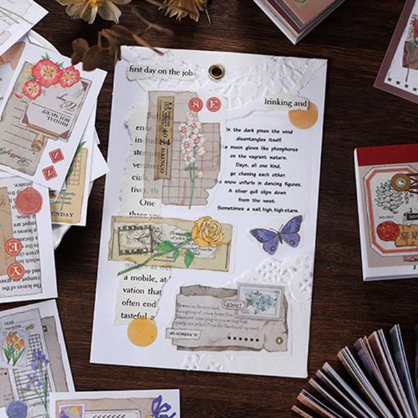 

gift wrap 50 sheet vintage scrapbook decor pack watercolor style diy diary non-adhesive paper decal collection 4*6cm