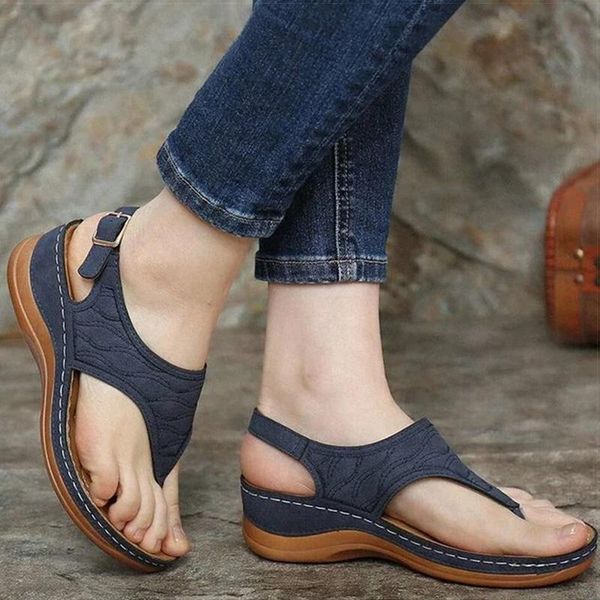 

sandals women 2021 summer shoes lightweight heels plus size flip flops wedges sandalias mujer, Black
