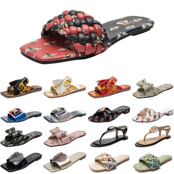 

designer women slides slippers womens sandals shoes black red slide slipper flat flip flops size 37-42 color18