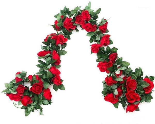 

decorative flowers & wreaths 2 pack (16ft) artificial rose vine plants fake flower for wedding home party garden craft art decor1
