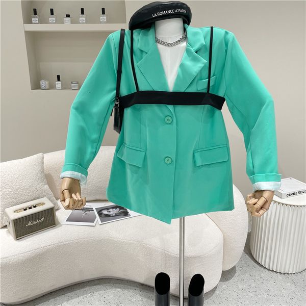 

dress spring summer 2021 niche female fashion lapel releases sleeve suit temperament + styling coat design, Black;gray