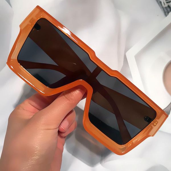 

sunglasses fashion oversized oen peice square for women vintage orange gradient flat sun glasses female uv400 eyewear green, White;black