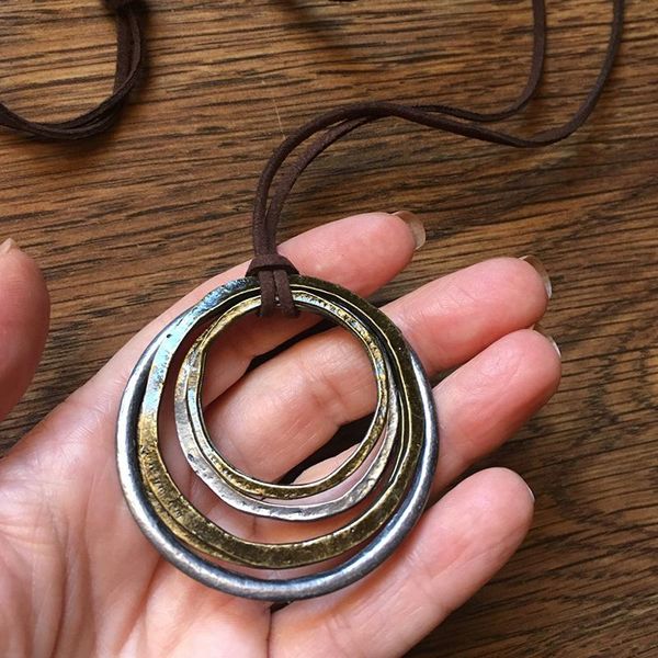 

pendant necklaces women's long necklace vintage handmade geometric clothing accessories jewelry rope chain, Silver