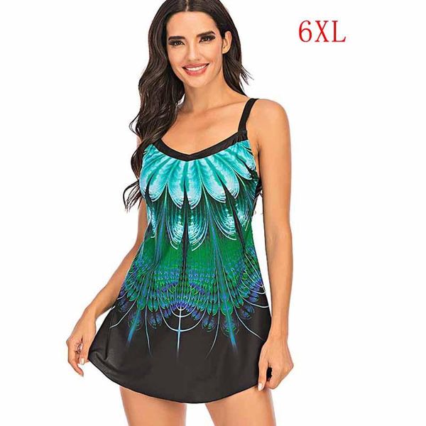 

print tankini set plus size 6xl swimwear women swimsuit beachwear 2 piece bikini bathing suit one-piece suits
