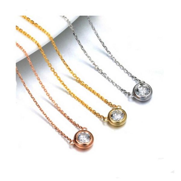 

pendant necklaces 10pcs/lot round crystal zircon 316l stainless steel for women fashion jewelry gift 45cm, Silver