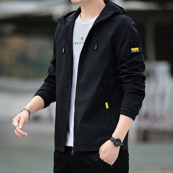 

men's jacket 2021 spring clothes korean fashion slim coat youth hooded, Black;brown
