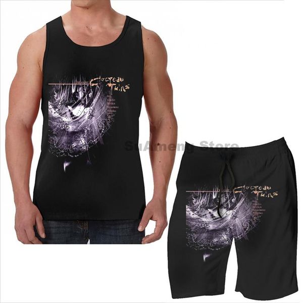 

men's tracksuits summer funny print men tank women cocteau twins treasure beach shorts sets fitness vest, Gray