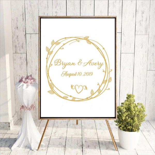 

wall stickers garland wedding sign decals board sticers glass decor lettering personalized name various colors mural hy2140