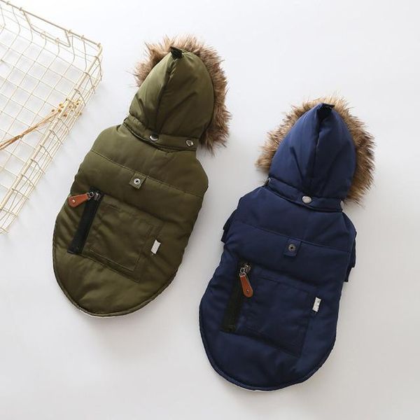 

dog apparel autumn and winter style hooded big fur collar cotton-padded coat clothing pet small medium-sized