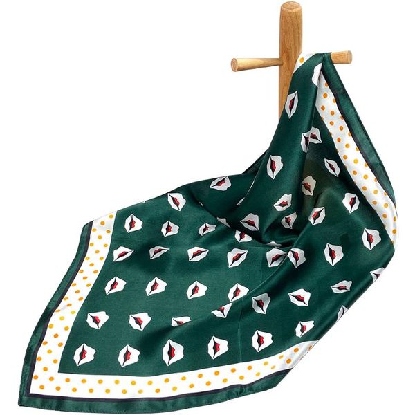 

scarves women pure silk lips dots scarf handkerchief bandana female hair women's natural square neck head, Blue;gray
