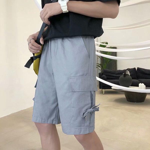 

men cargo shorts casual pocket pants harajuku half sweat streetwear summer hip hop punk clothes men's, White;black