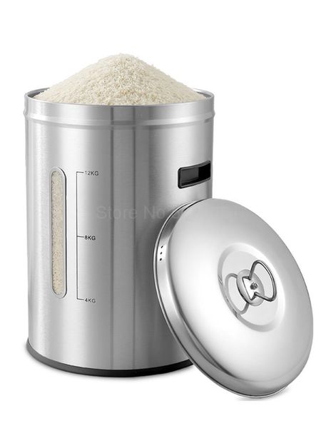 

storage bottles & jars 304 stainless steel meter barrel rice cylinder household moisture-proof insect-proof surface sealed box