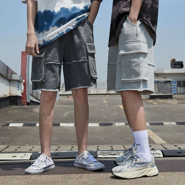 

men's pants summer shorts casual loose knitted capris overalls lovers dwkb, Black