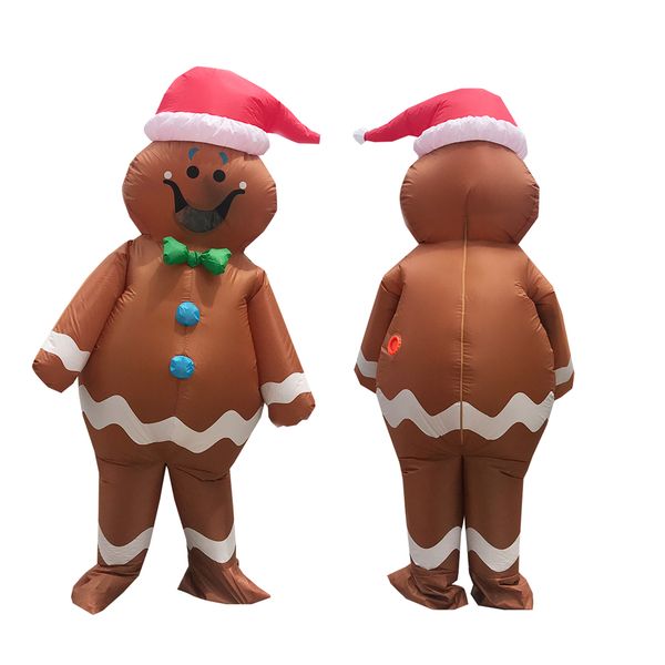 

mascot doll costume christmas gingerbread man inflatable costumes fancy halloween party role play inflated germant dress up for woman, Red;yellow