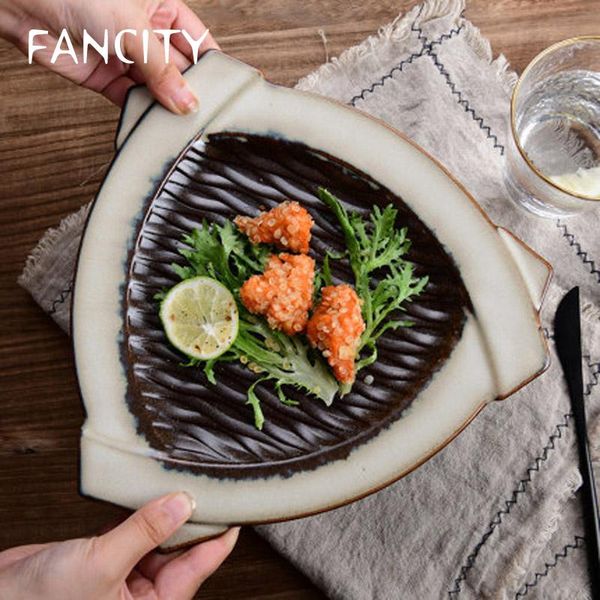 

dishes & plates fancity creative plate reduction flame ceramic triangle irregular shaped flat soup sushi pastry