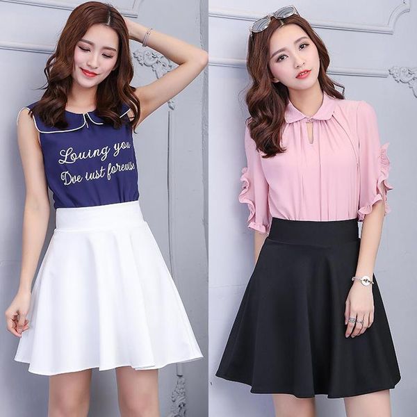 

skirts women's girl skirt a-line high waist short mini dress ladies office ol pleated tube summer clothes, Black