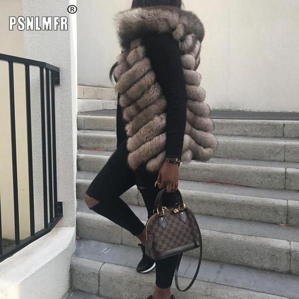 

women's fur & faux women winter 2021 real coat hoodie warm thickened jacket lady sleeveless vest fashion soft clothes, Black