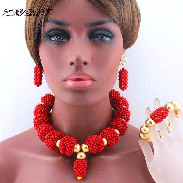 

earrings & necklace fashion red coral pendant women wedding african beads jewelry sets bridesmaid l1145, Silver
