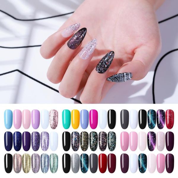 

nail art kits (6pcs)elite99 mixed color gel polish kit cat eye megnetic gift set 10ml soak off uv led varnish primer manicure