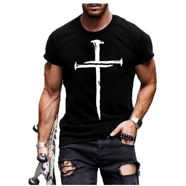 

men's t-shirts jesus christ cross 3d printing man's summer street hip hop short sleeved cool breathable oversized t-shirt, White;black