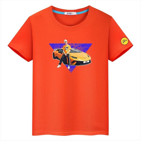 

summer 100% cotton short sleeve childrens merch a4 lamba boy t shirt casual o neck kids clothing, Blue